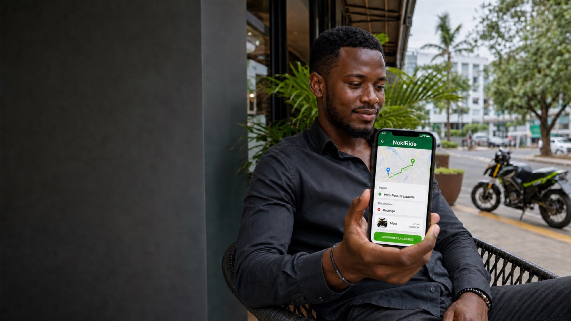 Client utilisant l’application NokiRide sur son téléphone